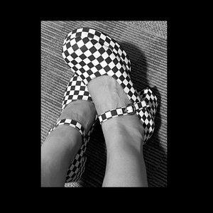 Delias Dolls Kill Tunnel Vision Checkered Mary Jane Heel Black &White
